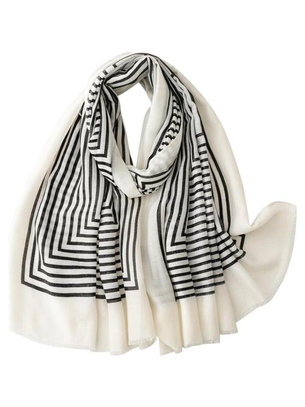 Boho Scarf Lightweight Pashmina Shawl Wrap Oversized Multicolor Fringe Beads